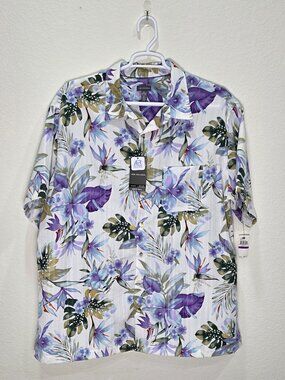 NWT Van Heusen Air Button Down Shirt 19 Men XXL Tropical Cruise Vacation Beach